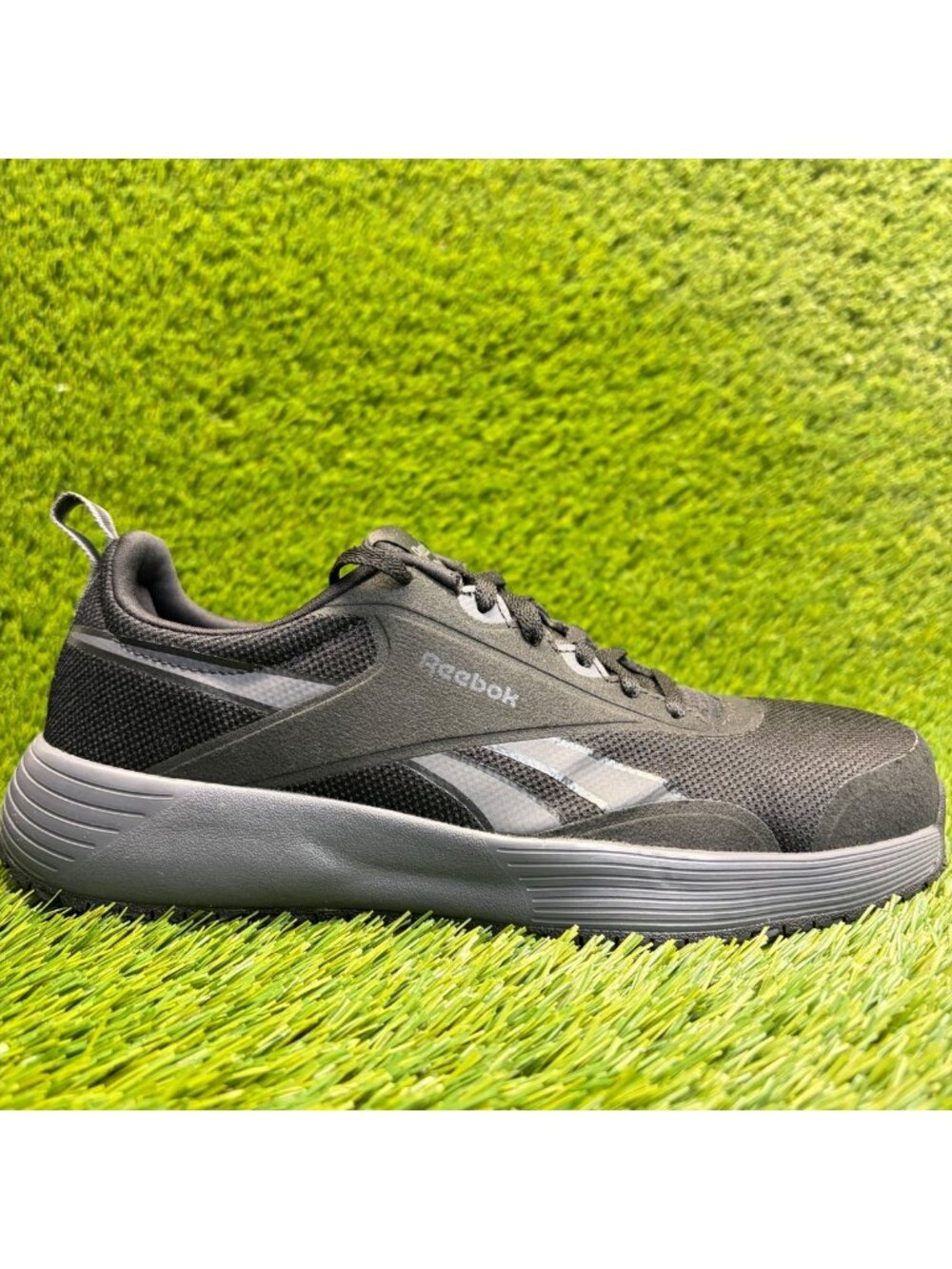 Reebok Lite Plus 4 Mens Size 7 Black Gray Composite Toe Safety Work Shoes